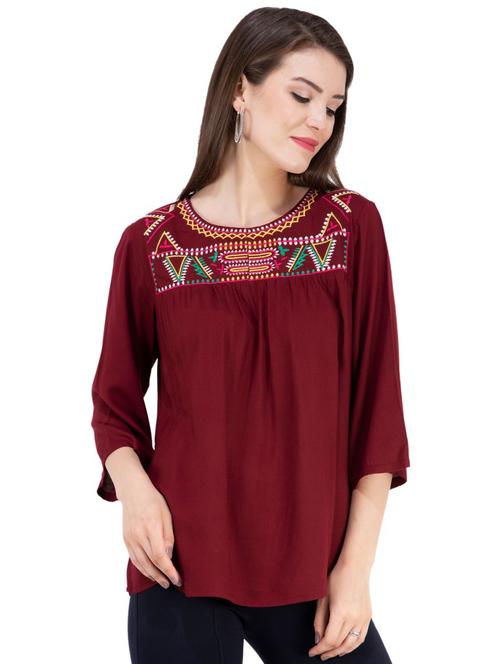 long sleeved embroidered top - 16282575 - Very Small Image - 1