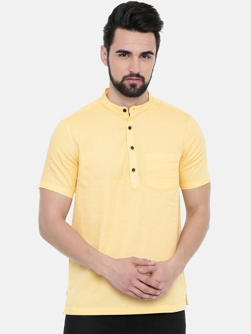 yellow solid short kurta - 16282583 - Very Small Image - 1