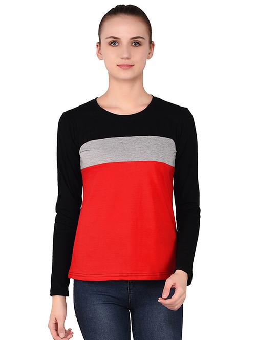 round neck color block tee - 16283706 - Very Small Image - 1