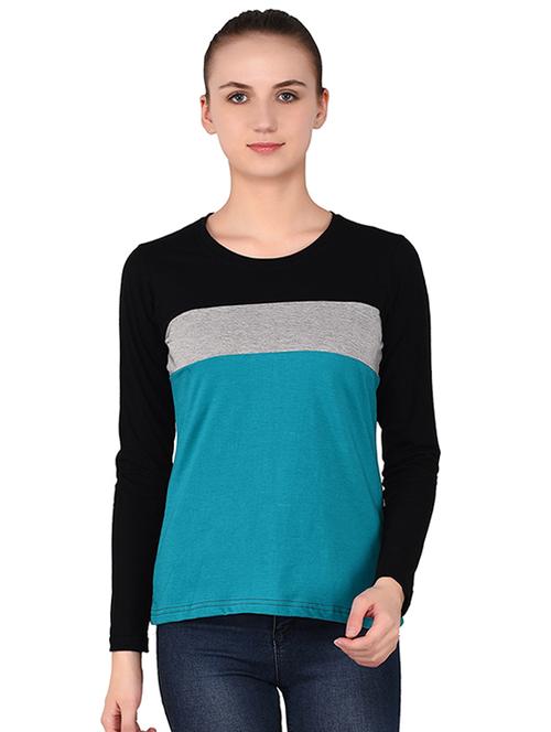 round neck color block tee - 16283707 - Very Small Image - 1