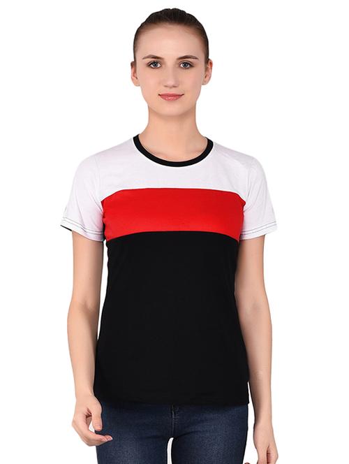 round neck color block tee - 16283717 - Very Small Image - 1