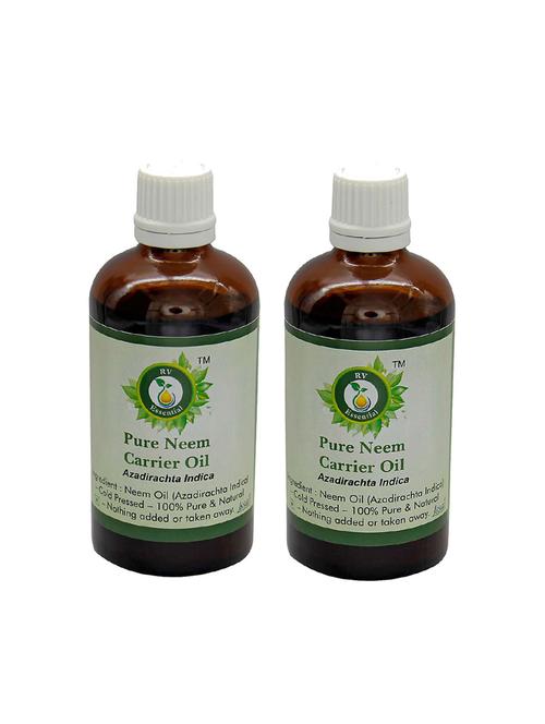 r v essential pure neem carrier oil (100ml+100ml) pack of two- azadirachta indica (100% pure and natural cold pressed) - 16283917 - Very Small Image - 1