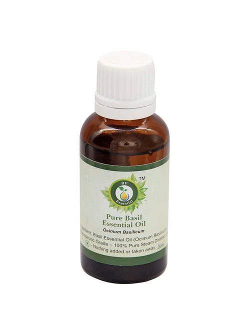 r v essential pure basil essential oil 30ml- ocimum basilicum (100% pure and natural steam distilled) - 16283928 - Very Small Image - 1