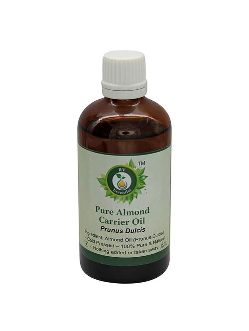r v essential pure almond carrier oil 100ml- prunus dulcis (100% pure and natural cold pressed) - 16284152 - Very Small Image - 1