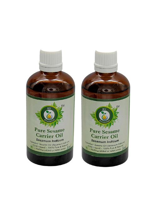 r v essential pure sesame carrier oil (100ml+100ml) pack of two- sesamum indicum (100% pure and natural cold pressed) - 16284163 - Very Small Image - 1
