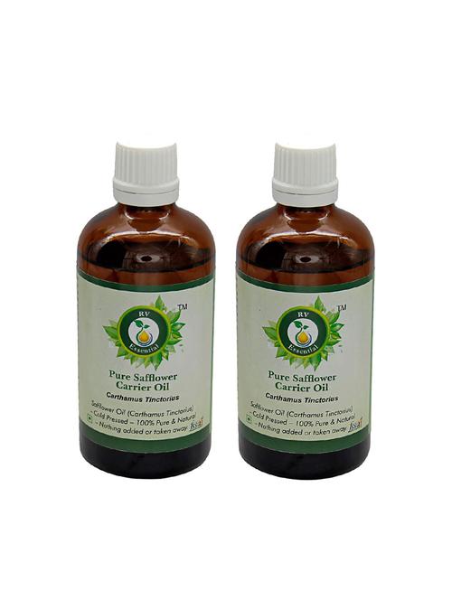 r v essential pure safflower carrier oil (100ml+100ml) pack of two- carthamus tinctorius (100% pure and natural cold pressed) - 16284232 - Very Small Image - 1