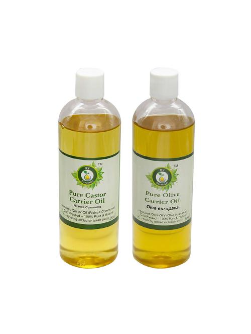 r v essential castor (200ml) and olive carrier oil (200ml)- 100% pure & natural cold pressed - 16284283 - Very Small Image - 1