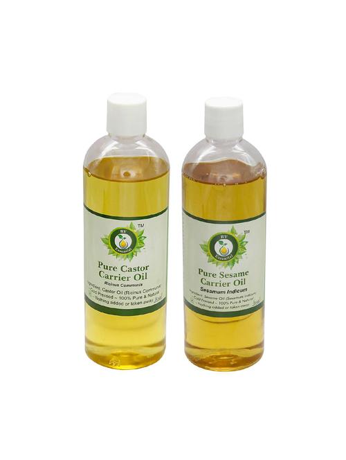 r v essential castor (100ml) and sesame carrier oil (100ml)- 100% pure & natural cold pressed - 16284287 - Very Small Image - 1
