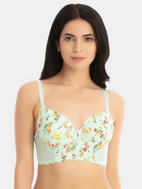 lace panel floral t-shirt bra - 16285812 - Very Small Image - 1
