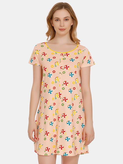 quirky print button up night dress - 16286457 - Very Small Image - 1