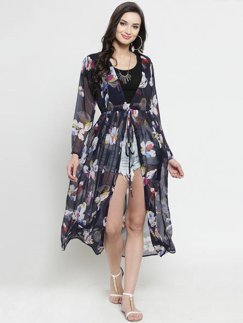 tie front floral shrug - 16287145 - Very Small Image - 1