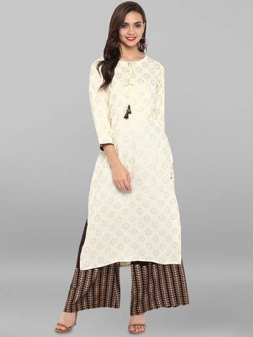 foil printed kurta palazzo set - 16287534 - Very Small Image - 1