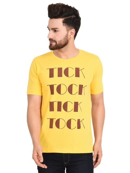 yellow typographic front print t-shirt - 16287652 - Very Small Image - 1