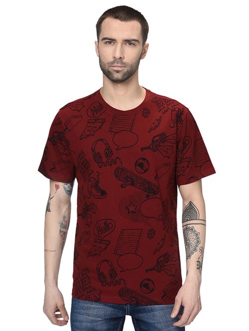 maroon all over print t-shirt - 16288054 - Very Small Image - 1