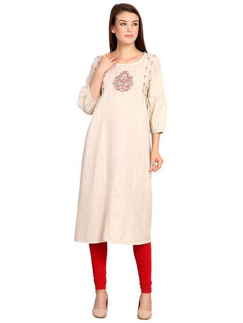 embroidered a-line kurta - 16288078 - Very Small Image - 1
