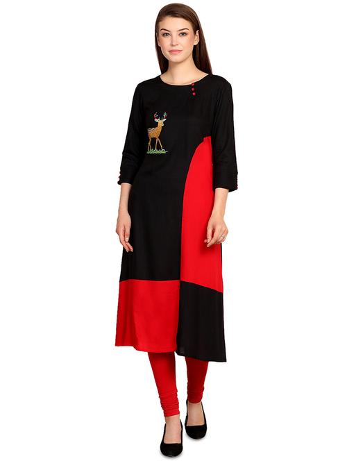 contrast straight kurta - 16288079 - Very Small Image - 1