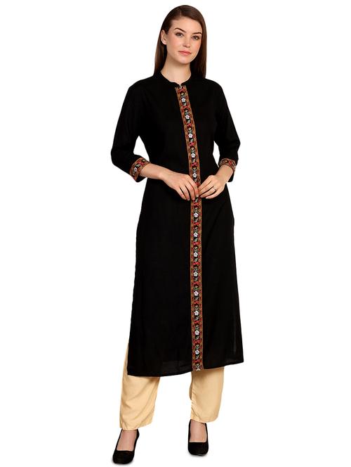 embroidered straight kurta - 16288084 - Very Small Image - 1
