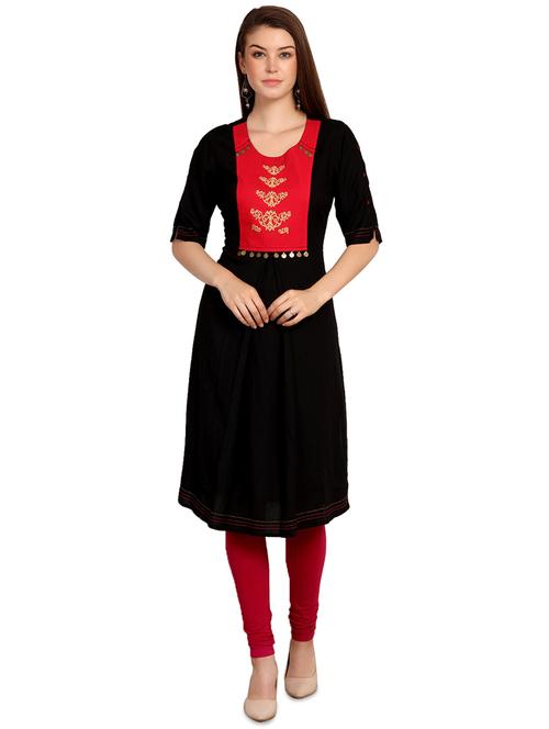 contrast a-line kurta - 16288087 - Very Small Image - 1