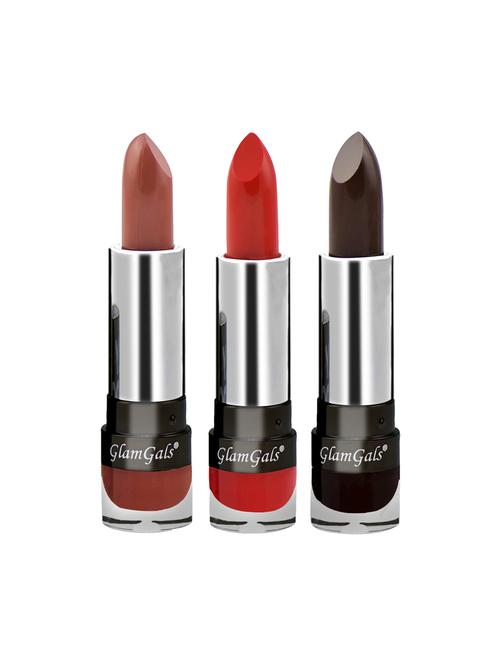 glamgals hollywood-u.s.a high definition lipstick cream finish - bronze + mocha + raven red combo - 16288919 - Very Small Image - 1