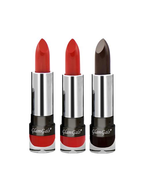 glamgals hollywood-u.s.a high definition lipstick cream finish - pure rouge + scarlet red + dark chocolate combo - 16288922 - Very Small Image - 1