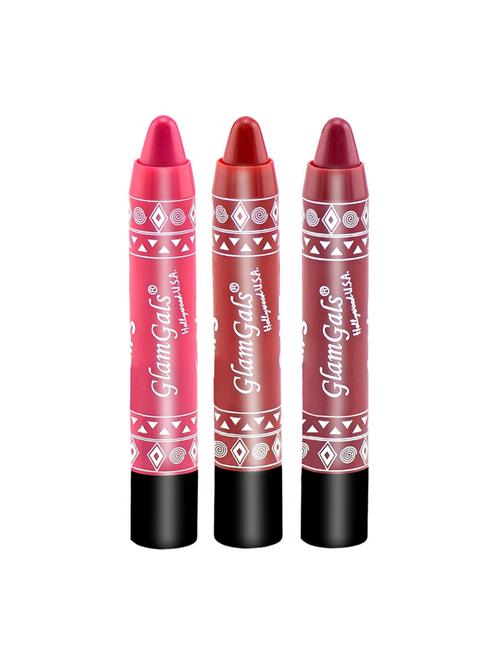 glamgals hollywood-u.s.a 24/7 long lasting moisturising kissproof lipstick - pink + red + maroon combo - 16288943 - Very Small Image - 1
