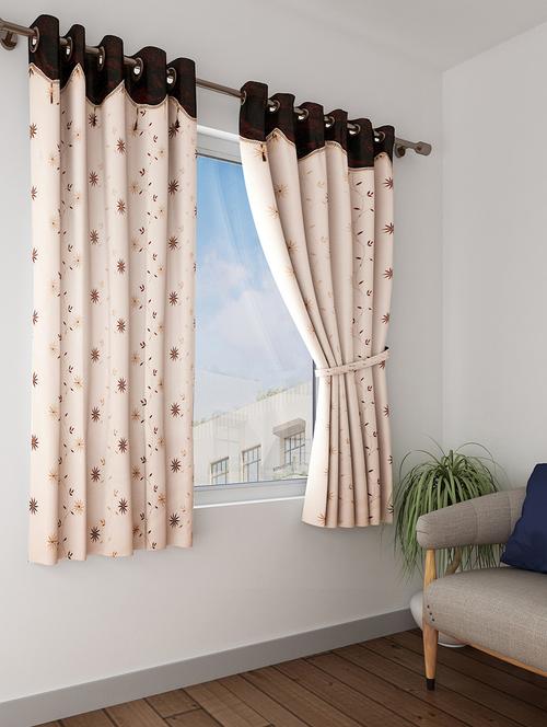 fancy embroidered sheer single window curtains with linen - 16288966 - Very Small Image - 1