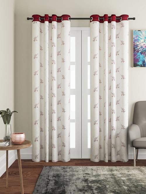 nature series floral embroidered sheer door curtains with linen for bedroom, kitchen, kids or living room - 16289029 - Very Small Image - 1