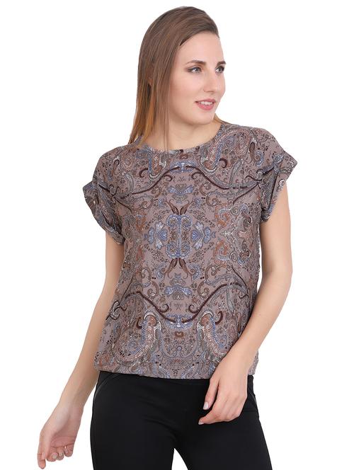 turn-up sleeved paisley print top - 16289254 - Very Small Image - 1