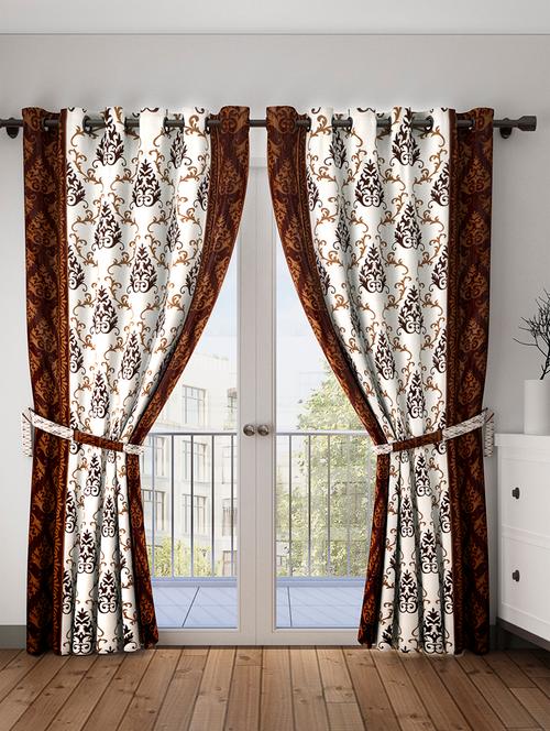 polyester solid pack of 2 room darking door curtain for bedroom, kitchen, kids or living room - 16289896 - Very Small Image - 1