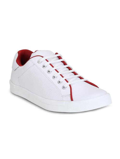 white leatherette lace up sneakers - 16290191 - Very Small Image - 1
