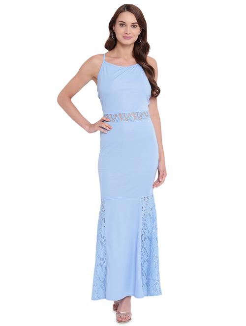lace panel tie back maxi dress - 16291645 - Very Small Image - 1