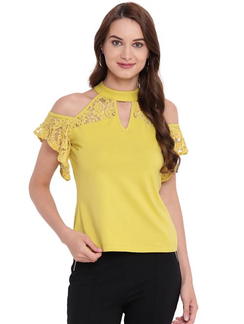 lace sleeved choker neck top - 16291669 - Very Small Image - 1