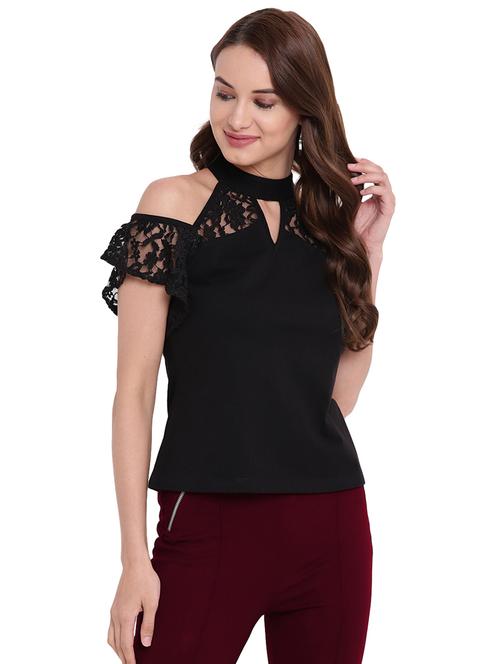 lace sleeved choker neck top - 16291671 - Very Small Image - 1