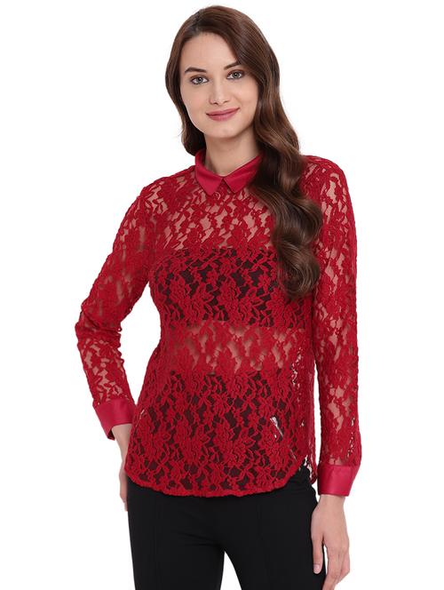 peter pan collar laced top - 16291673 - Very Small Image - 1