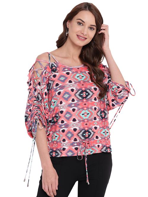 criss cross detail printed top - 16291696 - Very Small Image - 1