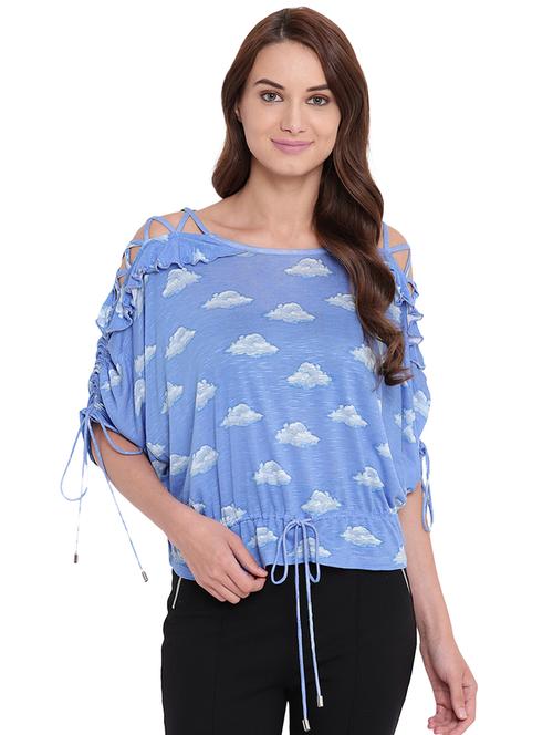criss cross detail ruffled top - 16291698 - Very Small Image - 1