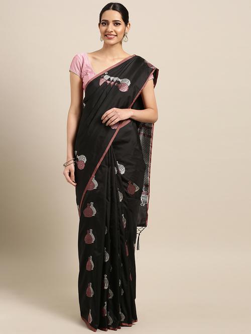conversational woven saree with blouse - 16291907 - Very Small Image - 1