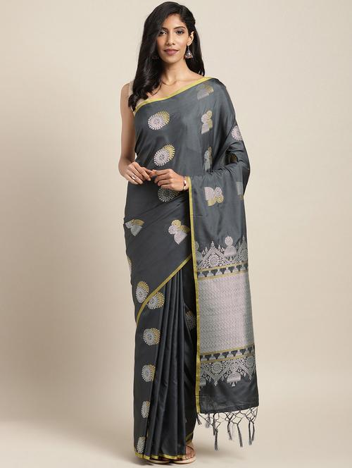 conversational woven saree with blouse - 16291910 - Very Small Image - 1