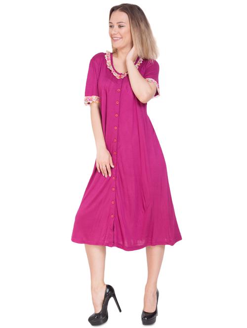 lace trim button up nighty - 16292081 - Very Small Image - 1