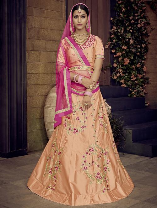floral embroidered a-line lehenga - 16292382 - Very Small Image - 1