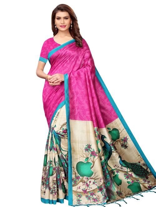 half & half mysore silk saree with blouse - 16292615 - Very Small Image - 1