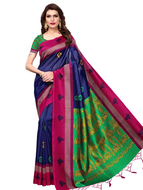 contrast border mysore silk saree with blouse - 16292617 - Very Small Image - 1