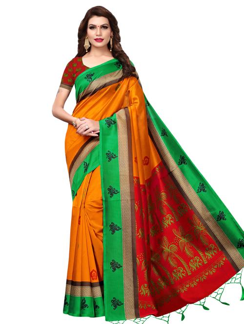 contrast border mysore silk saree with blouse - 16292618 - Very Small Image - 1