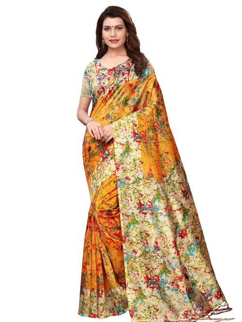 abstract printed mysore silk saree with blouse - 16292625 - Very Small Image - 1