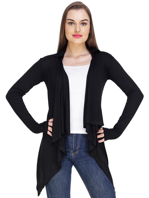 thumb hole sleeved asymmetric shrug - 16293183 - Very Small Image - 1