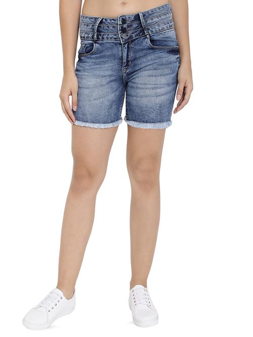 frayed hem denim shorts - 16293937 - Very Small Image - 1