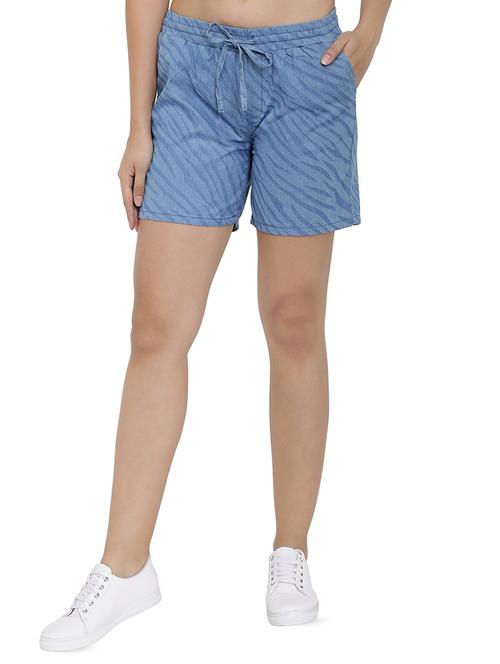 animal print drawstring denim shorts - 16293939 - Very Small Image - 1