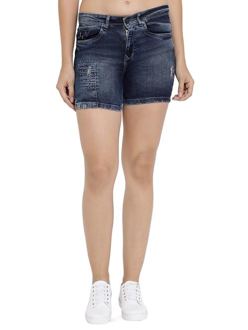 embroidered denim shorts - 16293944 - Very Small Image - 1