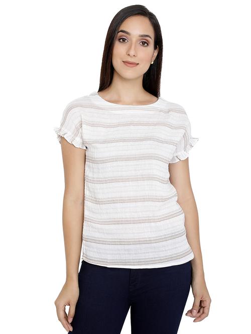ruffle trim striped top - 16293961 - Very Small Image - 1