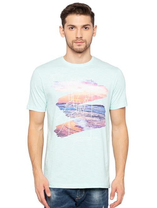 light blue chest print tshirt - 16294074 - Very Small Image - 1